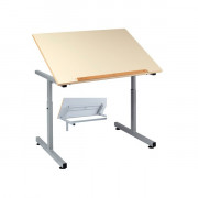 Table scolaire PMR plateau inclinable - Hauteur. réglable de 60 à 80 cm - Dim. 90 x 65 cm - Plateau mélaminé ou stratifié