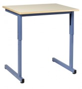 Table scolaire réglable à dégagement latéral LODI - 1 ou 2 places - Taille réglable T 4 à T6 - Dim. 70 x 50 cm ou 130 x 50 cm - Plateau mélaminé ou stratifié