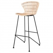 Tabouret et banc en rotin