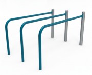 Triple barres parallèles Street workout –L.2130 mm x l.1300 mm x H.1000 mm - Acier galvanisé plastifié - Hauteur de chute libre : ? 1 m - Type d’utilisation : suspendue