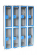Vestiaire métallique portes transparentes grande visibilité - 2 cases - 1 à 4 colonnes - L. 300 à 1200 x P. 500 x H. 1800 mm - Coloris au choix