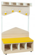 Vestiaire maternelle avec banc P’TITS TOITS - 4 ou 6 places - L.933 mm ou 1371 mm -  Structure métal