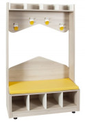 Vestiaire maternelle avec banc P’TITS TOITS - 4 ou 6 places - L.933 mm ou 1371 mm -  Structure panneaux en mélaminé