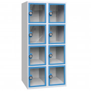 Vestiaire métallique portes transparentes grande visibilité – 5 cases - 1 à 3 colonnes - Tringle en pvc - L. 400 à 1200 x P. 500 x H. 1800 mm - Coloris au choix