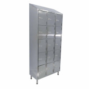 Vestiaire multicases inox - 15 portes - L 910 x 400 x 2160 mm