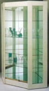 Vitrine d'angle avec 5 étagères en verre