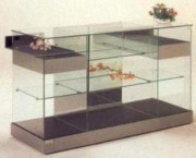 Vitrine d'exposition en verre à portes coulissantes