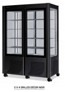 Vitrine double pour desserts glacés– 4 faces vitrées – 800 L –2 x 4 grilles fixes 490x540mm– Réfrigération statique -5°C / -20°C